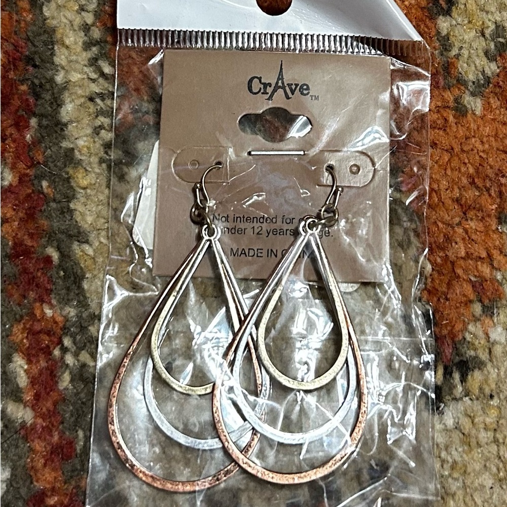 Crave Silver and Gold Teardrop Earrings